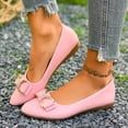 thumbnail image 6 of Women's Flats Shoes Ballet Flats Dress Shoes Comfortable PU Leather Slip on Shoes for Women Pink 9, 6 of 7