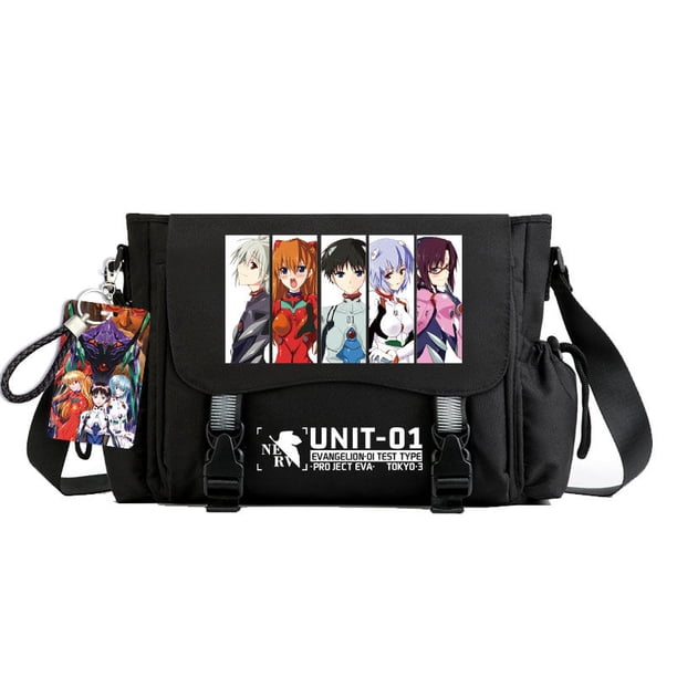 Neon Genesis Evangelion nuevos dibujos animados lindos hombres y mujeres bolsa de hombro mensajero de viaje ligero bolso de estudiante de moda regalo