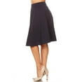 thumbnail image 2 of Moa Collection Women's Basic A-Line Knee Length Elastic High Waist Plus Size Midi Bottom Skirt, 2 of 4