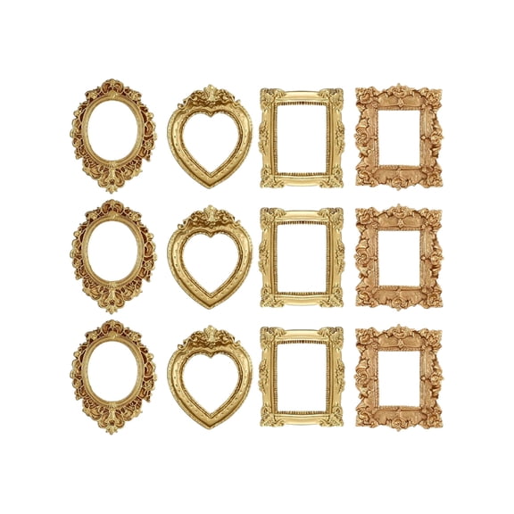 Tizuqe 12Pcs Mini Gold Picture Frame Tiny Baroques Ornate Frame for DIY Jewelry Display