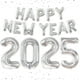 thumbnail image 1 of Globo KatChon 2025 Happy New Year, plateado, 40 cm, con cinta, 1 of 7
