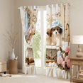 thumbnail image 3 of Homewish Cute Maltese Dog Kitchen Curtains,Pink Peony Flower Black Out Curtains Pack of 2 (42x63 Each),Cream, 3 of 6