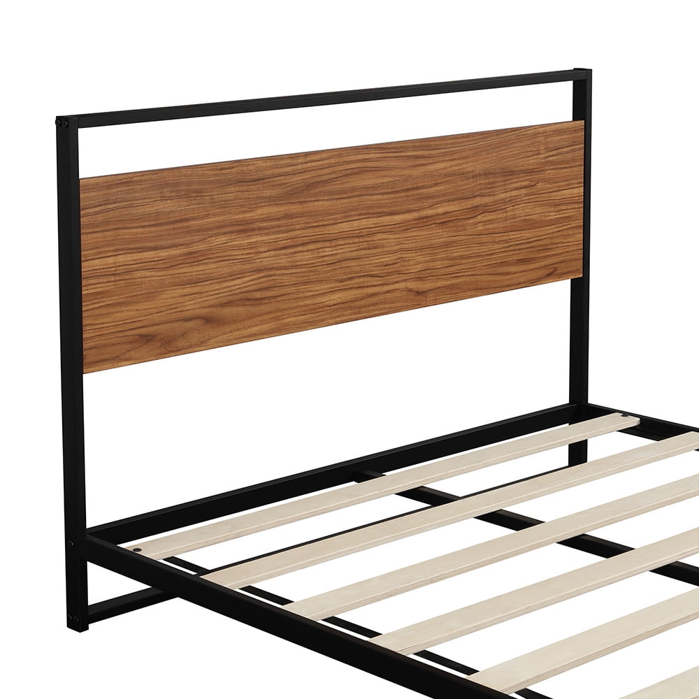Kepooman Full Size Metal and Wood Platform Bed Frame with Headboard & Footboard for Bedroom, 78"L x 54"W x 37"H, Black Kepooman Full Size Metal and Wood Platform Bed Frame with Headboard & Footboard for Bedroom, 78"L x 54"W x 37"H, Black