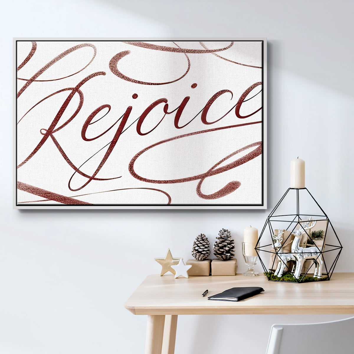 Rejoice - Framed Gallery Wrapped Holiday Canvas - 17 x 25 - White Frame