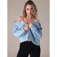 thumbnail image 3 of Unique Bargains Women's Casual Denim Jacket with Oversized Pockets XL Light Blue, 3 of 7
