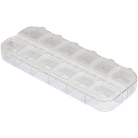 Plastic Jewelry Box Organizer 12 Grid Plastic Storage Box Nail Art Storage Box Jewelry Storage Box Rhinestone Organizer Container Case Plastic Bead Case Storage, Transparent