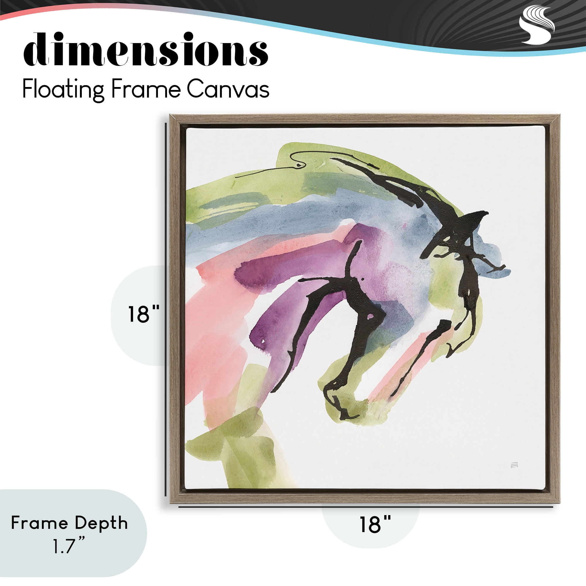 Stupell Industries Brushstroke Horse in Motion Brown Framed Floater Canvas Wall Art, design by Chris Paschke