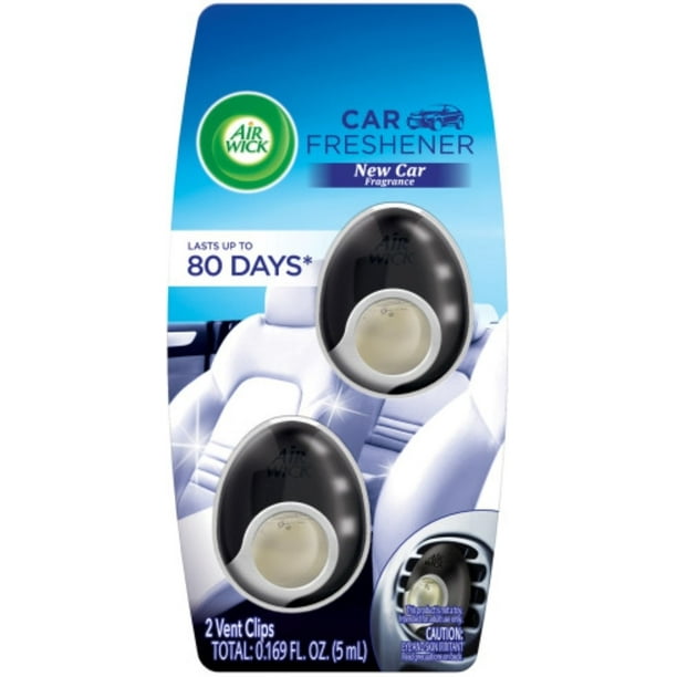 Air Wick Car Air Freshener Vent Clips, New Car Smell scent, Odor Neutralization, 2 Count