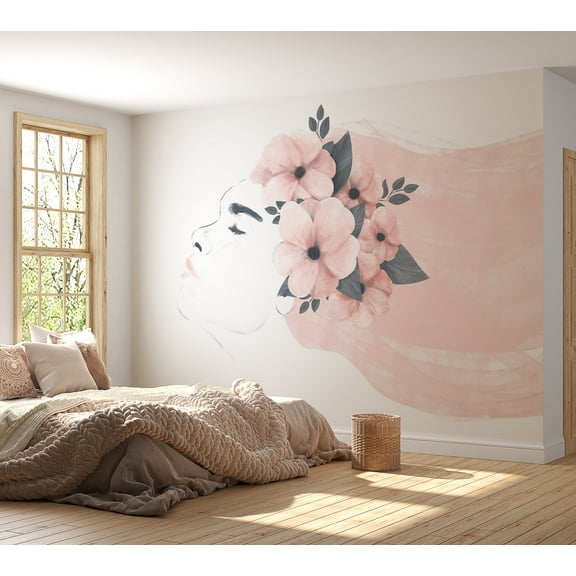 Abstract Wallpaper Wall Mural - Woman With Flowers