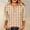 Khaki, variant on Women's Gingham Plaid Tee 3/4 Sleeve Henley Partial Button Neck Soft Loose Fit Casual Check Pattern Daily Blouse Khaki L