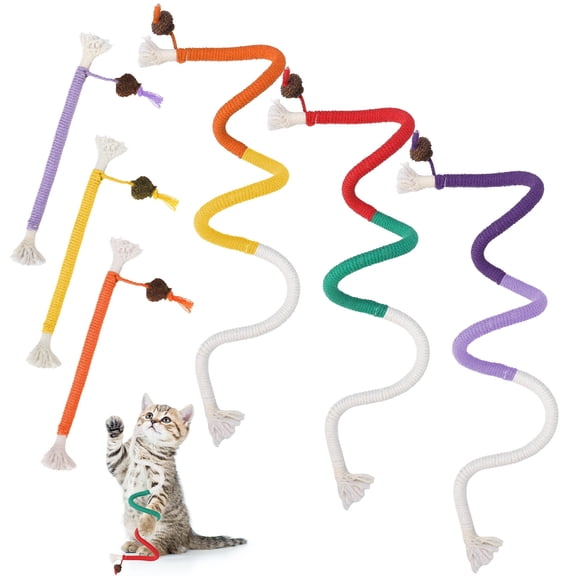 shuaien 6 Pack Rope Cat Toys for Indoor Cats, 27.56 and 7.87 Inches Kitty Chew Toys, Interactive Cat String Toy, Catnip Chew Toys for Teeth Cleaning