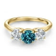 thumbnail image 3 of Gem Stone King 18K Yellow Gold Plated Silver London Blue Topaz and Lab Grown Diamond Engagement Ring for Women | 2.10 Cttw | Round 6MM | Gemstone November Birthstone | Size 8, 3 of 6
