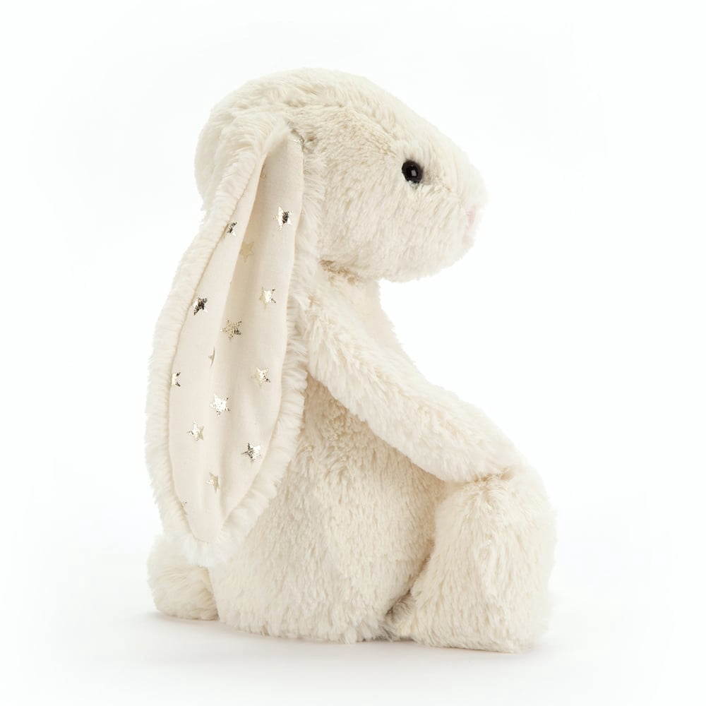 Jellycat Bashful Cream Bunny with Gold Star Ears Stuffed Animal, Medium 12.2 Inch Soft Plush Rabbit Toy