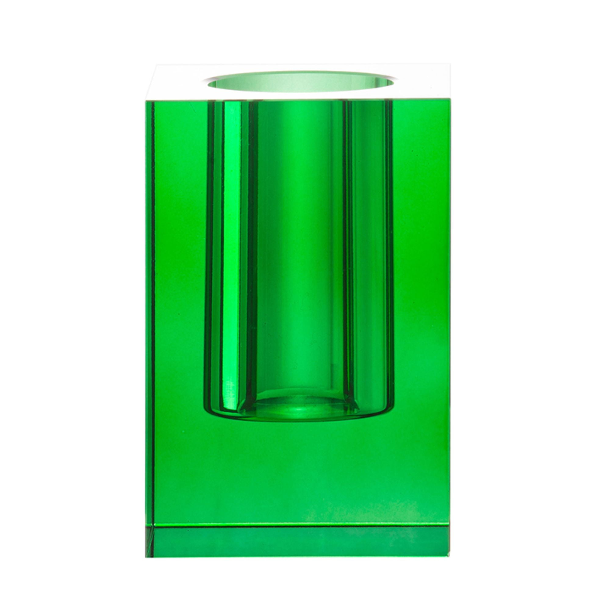 5.75" Green Vintage Inspired Rectangular Glass Vase