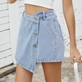 thumbnail image 3 of Rezuofi 2 Pcs Denim Skort for Women Trendy Slit Mini Denim Skirt Casual Stretchy Jean Skirt with Shorts Summer Short Skirt, 3 of 3