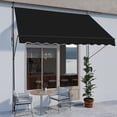 thumbnail image 2 of QHTER Manual Retractable Awnings for Patio, 78"x118" Patio Awning Door Awning Exterior Adjustable Door Canopy with UV Protection for Backyard, Garden, Balcony (Black, 59" roll Out), 2 of 8