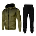 thumbnail image 4 of fheaev 2-Piece Outfits for Men Fleece Lined Hoodie Tracksuit Set Casual Solid Color Drawstring Joggers And Long Sleeve Zipper Hooded Sweatshirt with Pockets, 4 of 4