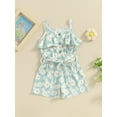 thumbnail image 2 of Suealasg Little Girls Overalls Romper Sleeveless Daisy Print Jumpsuit 1T 2T 3T 4T 5T 6T Kids Toddler Girls Summer Spaghetti Straps Button Down Shorts Playsuit, 2 of 8