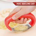 thumbnail image 3 of Gourmet Garlic Press Rocker - Stainless Steel Garlic Press, Versatile Garlic Crusher, Easy to Use and Store Garlic Mincer – Effortless Cleanup and Dishwasher Safe Garlic Grater (Red), 3 of 4