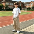 thumbnail image 7 of Coerni Cargo Pants for Boys Elastic Waist Baggy Casual Khaki Wide Leg Pants Neutral Minimal Youth Versatile Casual Preppy Pants, 7 of 7