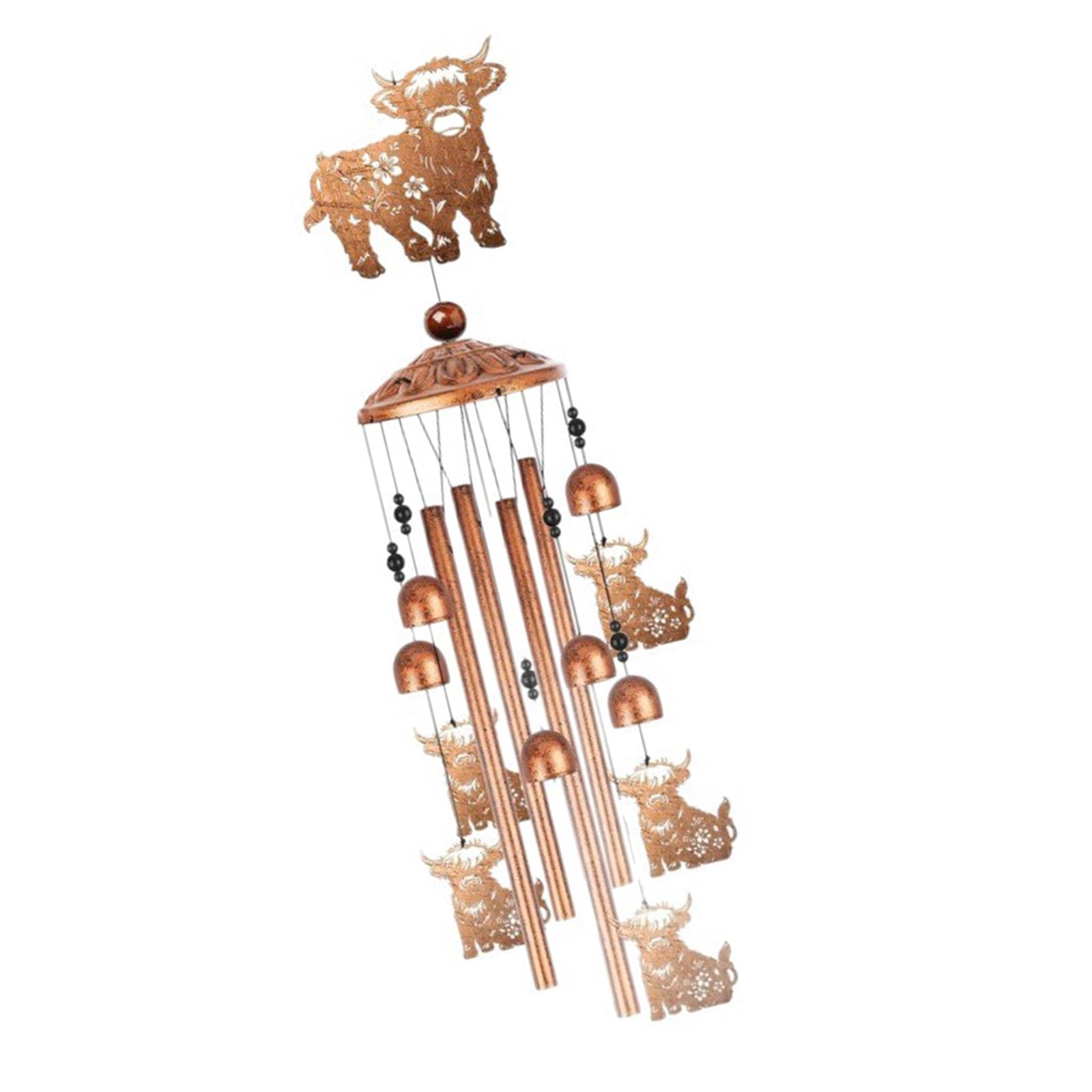 Highlands Cow Wind Chimes for Outside,Metal Windchime Outdoor Memorial/Birthday Gift Garden Decors for Outside,Lawns