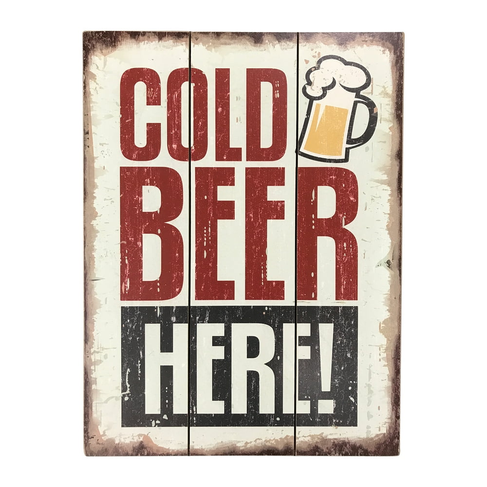 Cold Beer Here! Wooden Sign Made with MDF board;Product Size 15.75 x