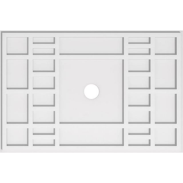 Ekena Millwork CMP36X24BX-03000 3 in. ID x 12.5 in. Rectangle Beaux Architectural Grade PVC Contemporary Ceiling Medallion