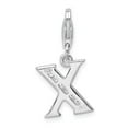 thumbnail image 3 of 925 Sterling Silver RH CZ Letter X With Lobster Clasp Charm Pendant; for Adults and Teens; for Women and Men, 3 of 3