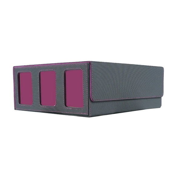 Storage Box for Trading Cards with Viewing Window Magnetic Closure Card Holder for Magic Game Cards Purple