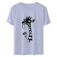 thumbnail image 6 of Elvqul Womens Gray Tops Pullover Blouses Crew Neck Short Sleeve Going Out Plus Size Giraffe Print Shirts for Juniors Spring Summer, 6 of 6
