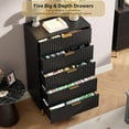 thumbnail image 4 of Garvee Fluted 5-Drawer Tall Dresser, Modern Wooden Storage Chest with Deep Drawers & Wide Top, Bedroom Organizer for Living Room, Hallway, Kids’ Room, Black, 4 of 8