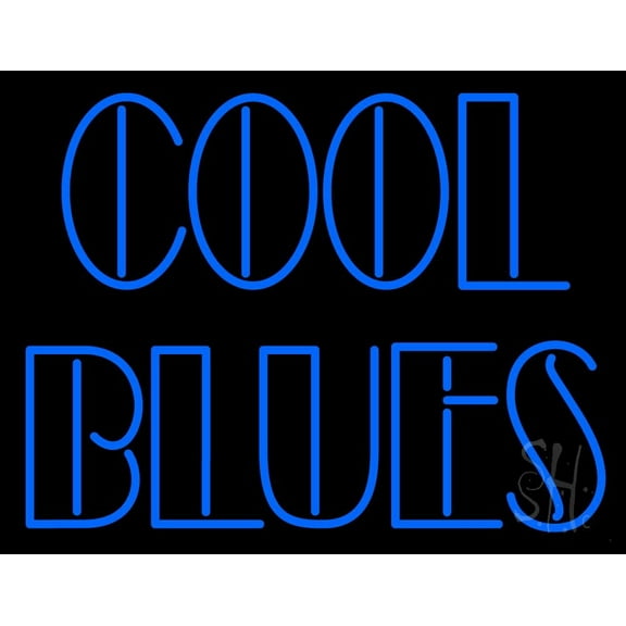 Cool Blues LED Neon Sign 15" Tall x 19" Wide - inches Black Square Cut Acrylic Backing, with Dimmer - Premium built indoor Sign for Studio, Club, Home décor, Event, Workshop, Storefront.