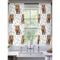 thumbnail image 2 of Brown Yak Sheer Curtains 72 Inch Length 2 Panels for Living Room, Spring Green Ferns Leaves Country Animals Voile Kitchen Curtain Set, Luxury Privacy Drapes Window Treatment for Bedroom, 2 of 7