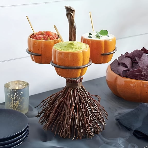 ACDANC 2026 New Halloween Broom Pumpkin Cups Bowls Halloween Party Supplies Dinnerware, for Halloween, Parties, Tabletop, Kids, Festive Décor