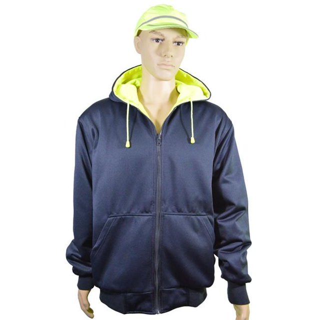 Petra Roc LNRVDWZHSW-C3-3X Sweat à Capuche Zippé Réversible Classe 3 20 oz, Lime & Marine - 3X