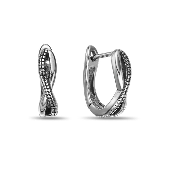 Black Ion Stainless Steel Hinged Hoop Earrings Jewelry For Men - (17MM X 13.5MM)