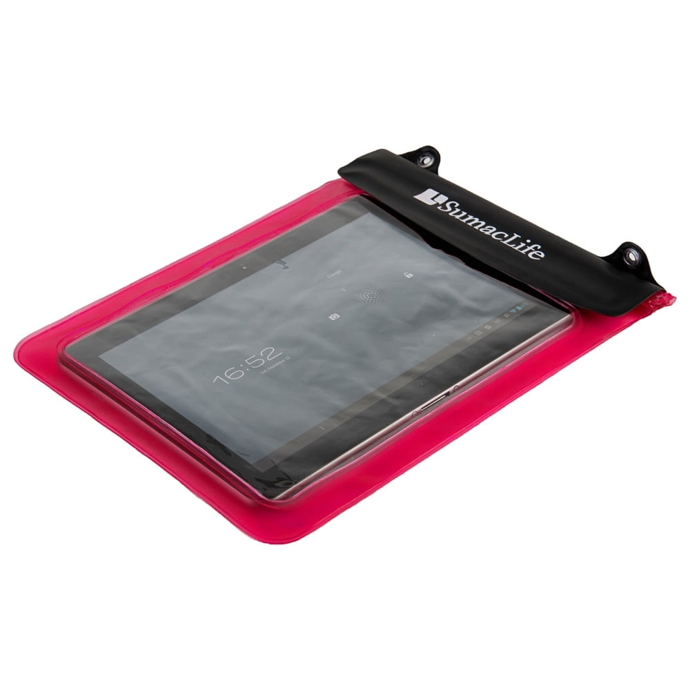 Waterproof Case Tablet Dry Pouch (Pink) w/ Neck Lanyard - Compatible w/ iPad Pro 12.9/11/9.7 Samsung Galaxy Tab S4/Book Microsoft Surface Go, Tablets up to 12.9” Great for Swim Pool Beach Bath Travel