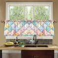 thumbnail image 4 of Yayeee Kitchen Curtains Set of 2 Light Filtering 57"x36" Over Sink Window Panels, Colorful Geometric, 4 of 7