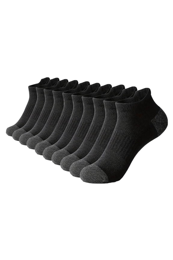 Socks for Men 100% Cotton Color-Block Moisture Wicking Breathable Non-Slip Mid-Calf Socks Lightweight Quick Dry Ribbed-Cuff Running Sports Quarter Socks 5pc