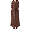 thumbnail image 2 of Summer Dresses for Women Casual Maxi Dress Short Sleeve Shirt Dress Swing A Line Tunic Dress with Pockets Coffee XL, 2 of 7