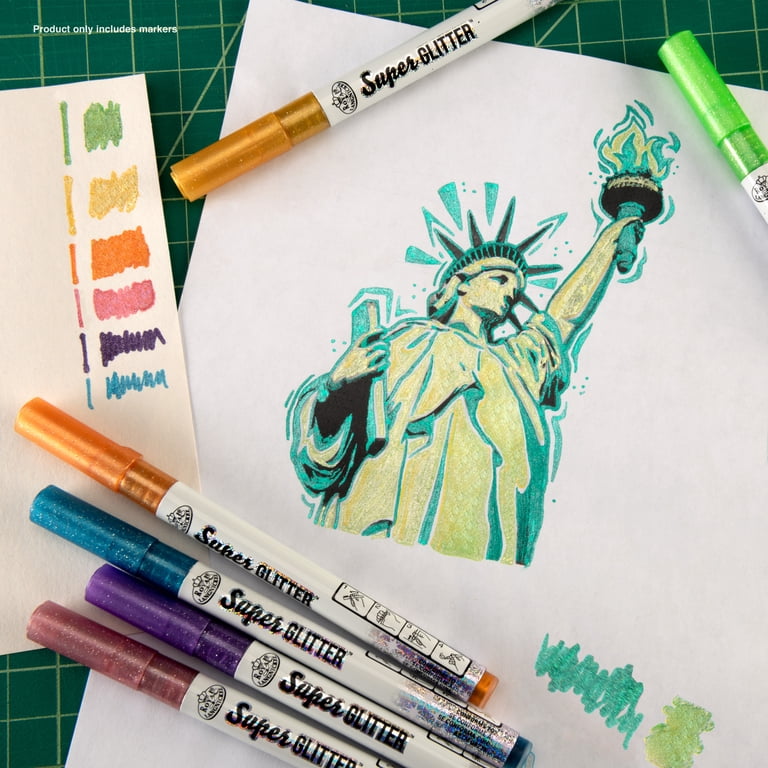 Glitter Art Markers 6-Piece Set with Fine Tips photo 4