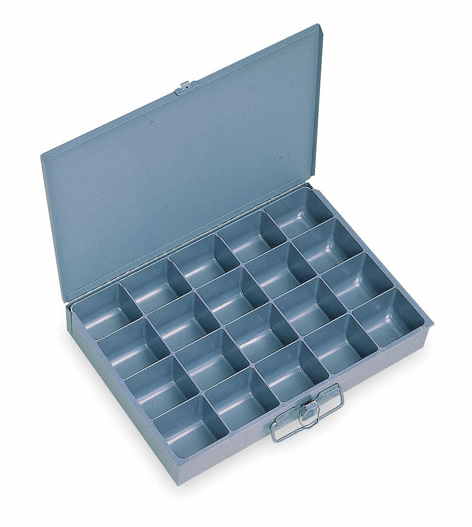 Durham 209-95-IND Gray Cold Rolled Steel Individual Small Scoop Box 13-3/8 Width x 2 Height x 9-1/4 Depth 16 Compartment 
