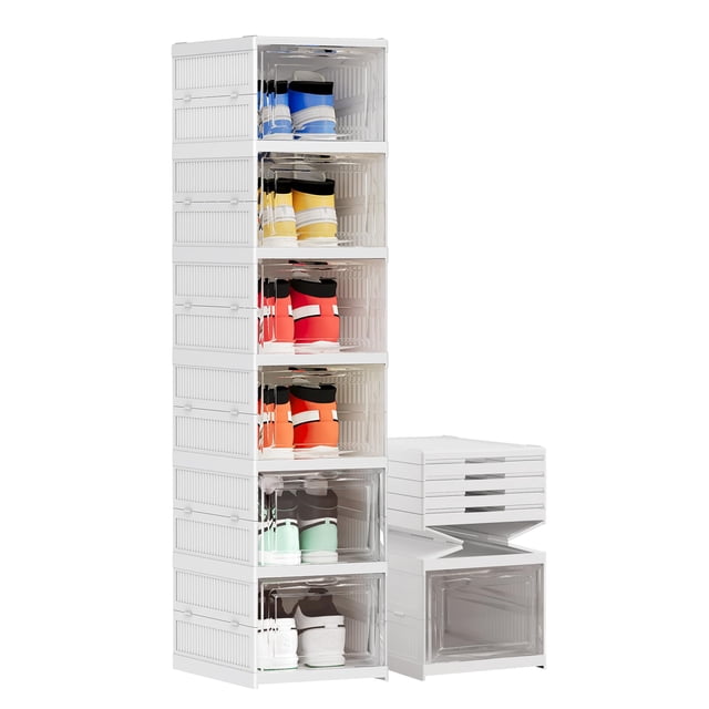 Caja organizadora de 6 niveles plegable y apilable para zapatos tamaño 12 sin montaje