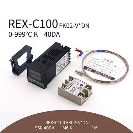 

RANMEI Digital LCD PID REX-C100 Temperature Controller Set K Thermocouple SSR-25A/40A