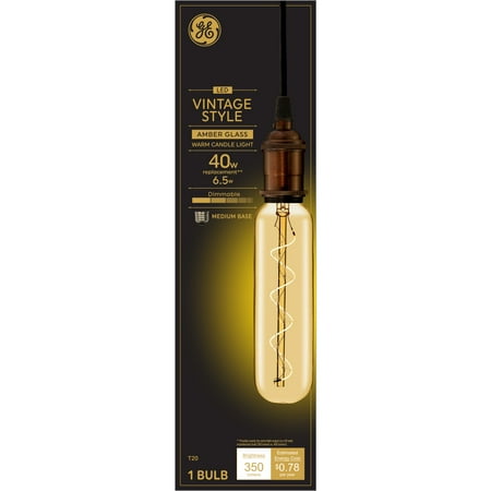 

GE Vintage Style LED Light Bulb 40 Watts T20 Tube Light Medium Base