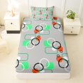 thumbnail image 4 of Castle Fairy Geometric Interlocking Circle Twin Sheets 3pcs,Abstract Rounded Block Bedding,Mint Orange Gray,1 Flat Sheet, 1 Fitted Sheet and 1 Pillowcase, 4 of 7
