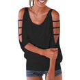 thumbnail image 2 of Black Womens Tops Women's Off Shoulder 7 Quarter Sleeves Shirts for Women, 2 of 5