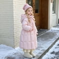 thumbnail image 4 of Hellosay Long Puffer Coat Girls Quilted Long Sleeve Hooded Jacket Winter Zip Up Ruffle Tie Front Outwear with Pockets, 4 of 6
