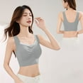 thumbnail image 2 of SMihono Minimizers Bra for Women Large Breast Push up Wireless Bras Lace Patchwork Wide Strap Lift Cozy Bralette Gray XXXXL, 2 of 3