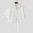 thumbnail image 3 of DAFPZW Men's Summer Short Sleeve Button Down Crop Shirt Loose Fit Casual Shirt Solid Color Collar Neck Clubwear Cropped Tops, 3 of 9